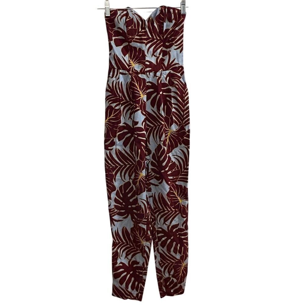 H&M‎ Conscious Tropical Strapless Jumpsuit Size 2 Multicolor Summer Casual